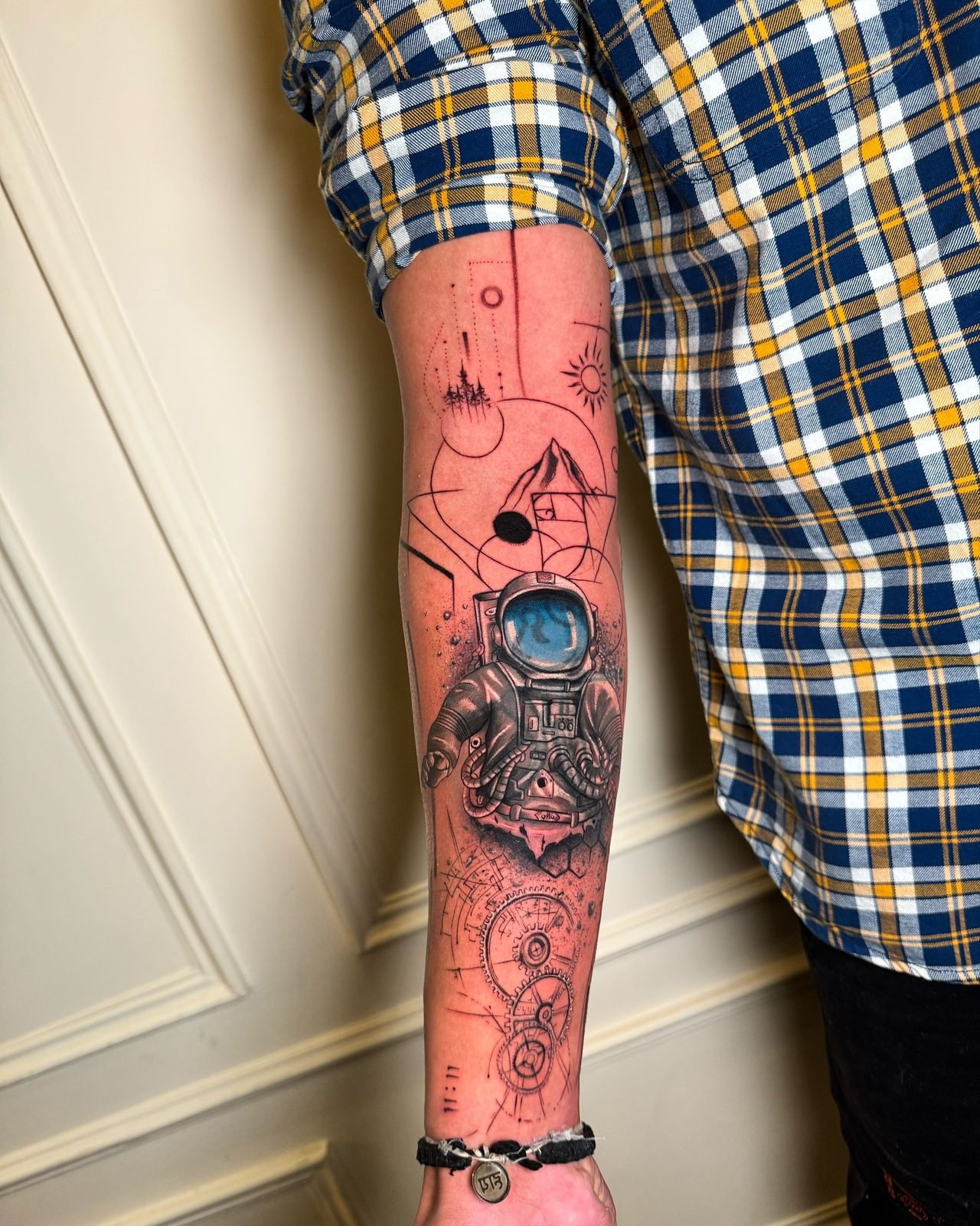 Illustrative blackwork tattoo by Myat, The Quinted, Delhi